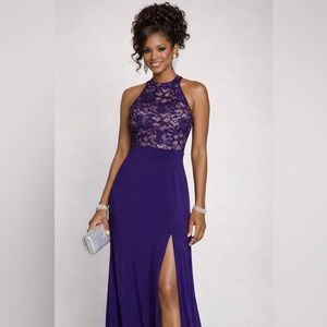 David’s Bridal Illusion Sequin Lace Halter Dress Size 3